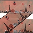 thumbnail image 1 of IBA Indianbeautifulart Blue Hot Air Ballon|London Eye & Eiffel Tower Architectural Velvet&nbsp;Trim&nbsp;Fabric Sewing Fabric Lace Dressmaking Printed Sewing Lace 9 Yards 3 Inches, 1 of 6