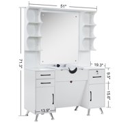 Barberpub Wall Mount Barber Station with Mirror, Shampoo Bowl, Beauty Spa Salon Equipment 3141