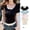 Black, variant on Women's Lace Short Sleeve Shirts, Summer Basic Slim Fits T-Shirts, Comfy Breathable Versatile Tops