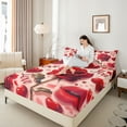 thumbnail image 4 of Feelyou Red Rose Flower Twin Sheet Sets, Romantic Love Heart Bedding, 3pcs, 4 of 7