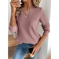 thumbnail image 4 of DOKOTOO Women's Tunic Shirts Long Sleeve V Neck Dressy Blouse Tops, 4 of 9