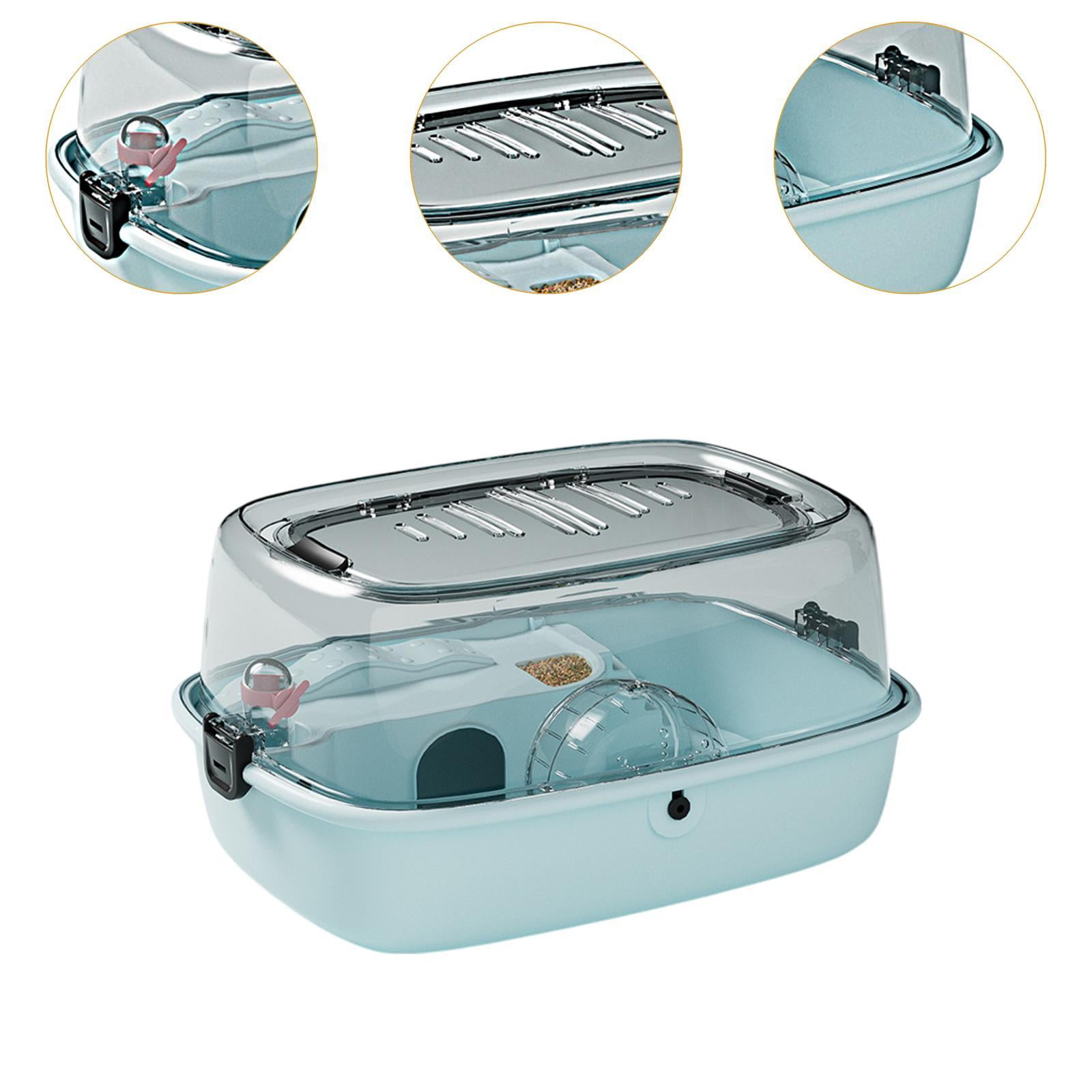 balikha Large Hamster Cage House with An Apparent Top, Transparent, Portable, Small Animal Cage Hamster Habitat for Mice Sugar Glider blue