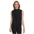 thumbnail image 1 of Calvin Klein Womens Plisse Mock Neck Halter Top Shirt, black, XL, 1 of 1