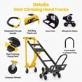 thumbnail image 4 of Veeboto 1000LBS Hand Truck Dolly, 3-in-1 Heavy Duty Industrial Convertible Upright/Incline/Platform Form, Folding Climbable stairs Cart for Home, Office, Warehouse Yellow, 4 of 7