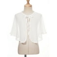 thumbnail image 2 of Manyakai Girls Chiffon Bolero Cardigan Shrugs Basic Sheer Lace-up Shawl Top Party First Communion White L, 2 of 6