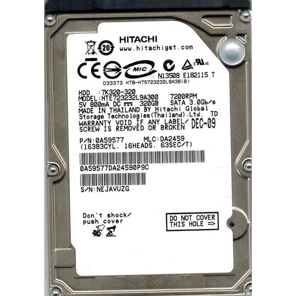 Hitachi HTE723232L9A300 320GB P/N: 0A59577 MLC: DA2459