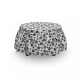 thumbnail image 3 of Black and White Ottoman Cover, Monochrome Daisy, 2 Piece Slipcover Set with Ruffle Skirt for Square Round Cube Footstool Decorative Home Accent, Standard Size, Charcoal Grey, by Ambesonne, 3 of 5