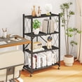 thumbnail image 5 of Furnibear 4-Tier Folding Storage Shelves with Wheels, Foldable Metal Rack, Collapsible Shelves for Garage, Kitchen, Basement, Black, 5 of 8
