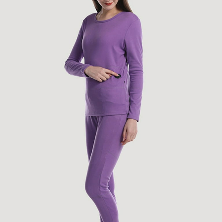 Long Johns Thermal Underwear for Women Fleece Lined Base Layer Pajama Set  Cold Weather Women's Intelligent Electric Charging And Velvet Thickened  Warm Keeping Suit In Winter Women 