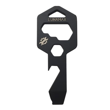 Titanium 8 in 1 Multi-Tool for Keychain- Strong Lightweight All-in-One Bottle Opener Flathead Screwdriver Wrench Box Cutter and Hex Driver (Black)