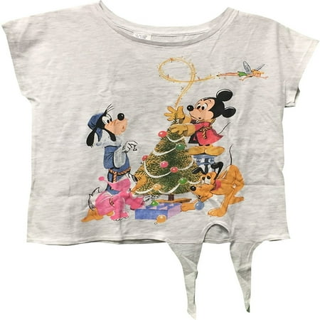 - Mickey Mouse Making Christmas Tree Girl's T-Shirt White Large