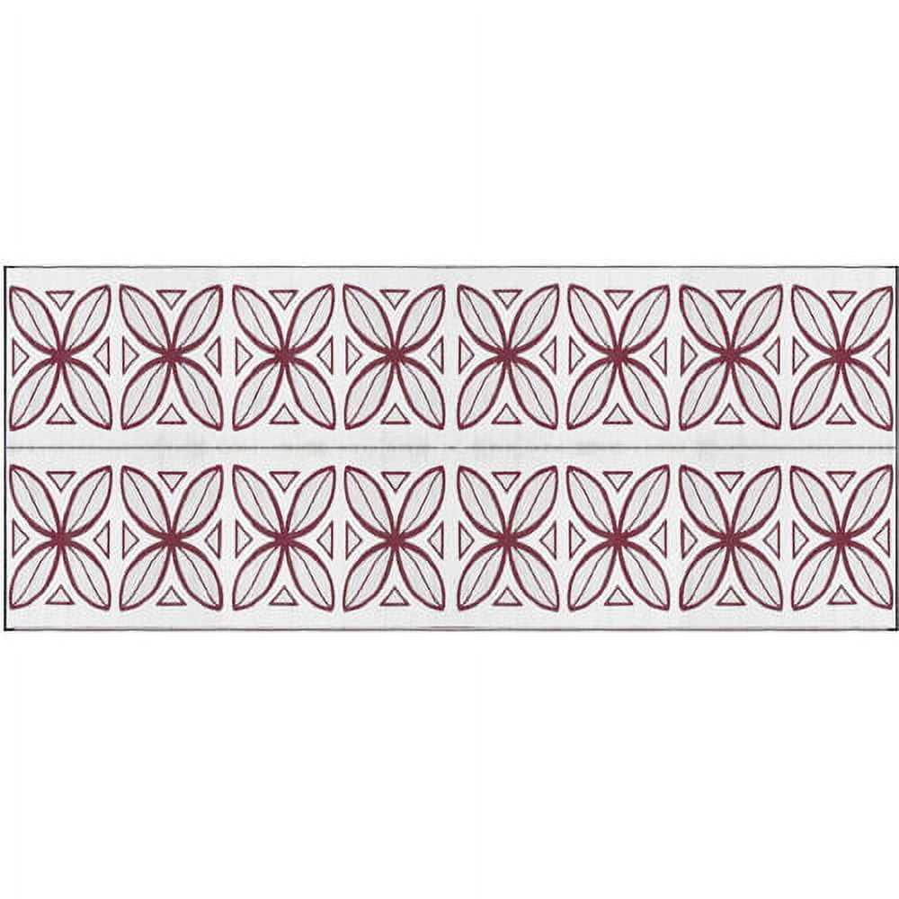 Camco 8' x 20' Reversible RV Outdoor Mat, Camping Mat, Burgundy Botanical