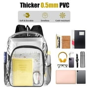 Htwon Heavy Duty Clear Transparent Backpack See Through Book-Bag Clear PVC Tote Pack
