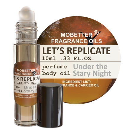 Let's Replicate Under the Stary Night Perfume Body Oil, Unisex, Oriental Woody fragrance for women and men, oud and amber, Travel Size, Long Lasting, Inspired by Under The Stars