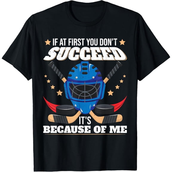Funny Ice Hockey Goalie T-Shirt, Small, Black