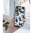 thumbnail image 5 of WIRESTER Shockproof Soft Rubber Cover Case for Apple iPhone 15 Pro 6.1" 2023, Black White Tuxedo Cat Playful Postures On Pale Aqua Background, 5 of 5