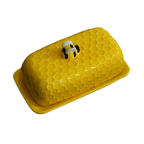Yellow Covered Butter Dish Ceramic Dim Sum Dish Household