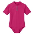 thumbnail image 3 of Swimsuit Girls Rash Guard Swimsuits Short Sleeve Zipper Bathing Suit Girls Size 10-11 Years, 3 of 5