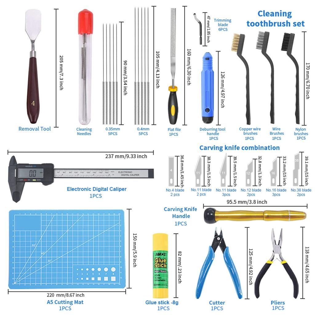 42 Pieces Deburring Tool Kit Art Knife Set 3D Printer Tools with Storage Bag for Model Making Hobbyists