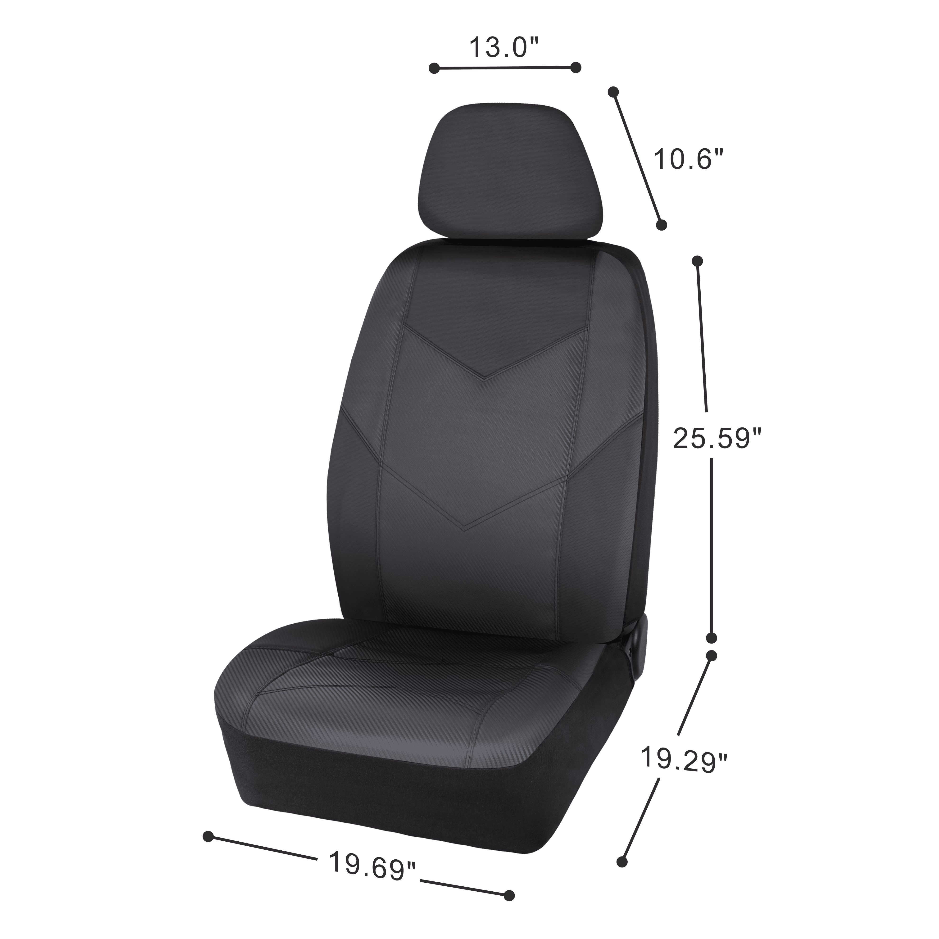 Auto Drive 2-Piece Rival Carbon Fiber Premium Leather Car Seat Cover  Black - Universal Fit, 2002SC10
