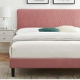thumbnail image 5 of Platform Bed Frame, Twin Size, Velvet, Pink, Modern Contemporary Urban Design, Bedroom Master Guest Suite, 5 of 10