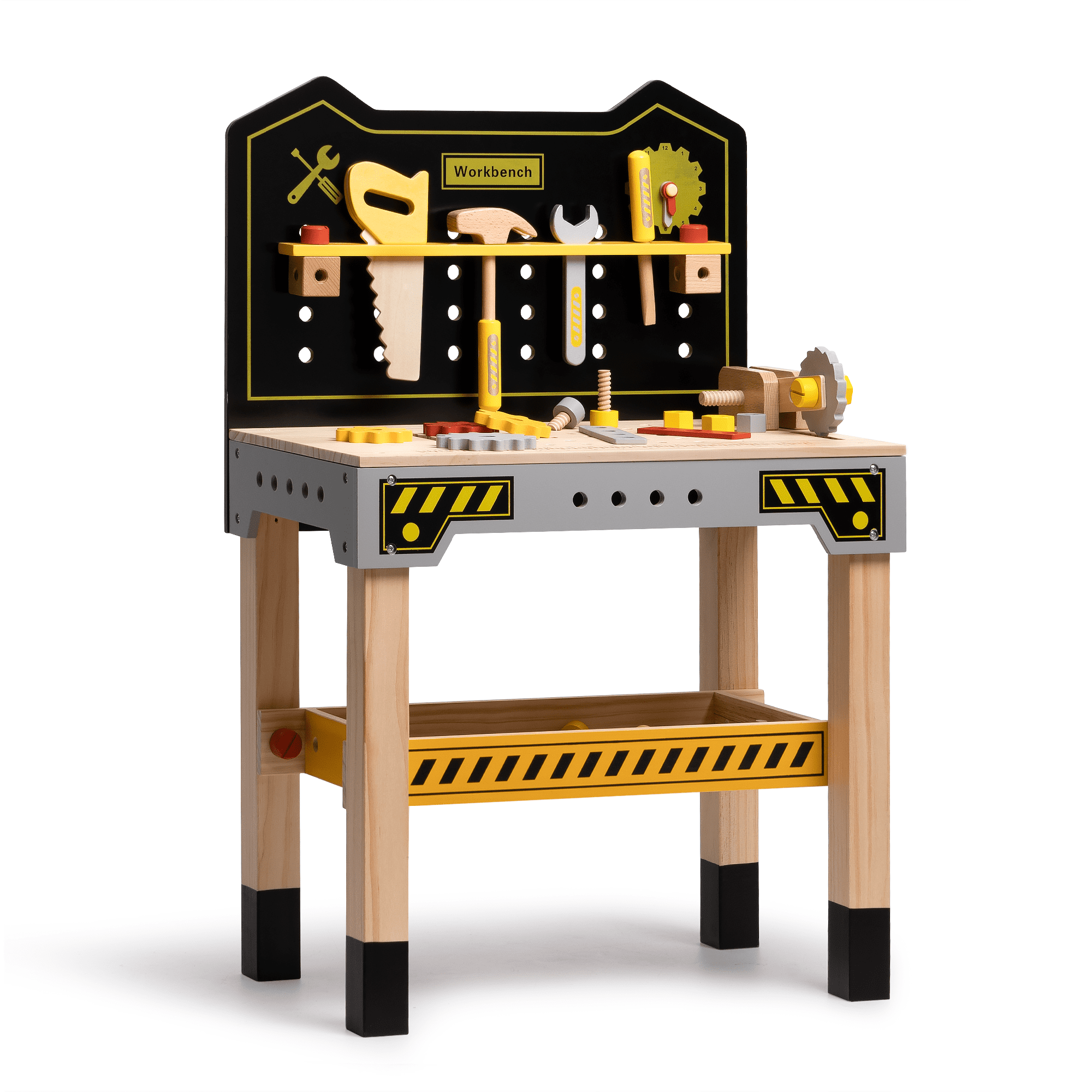 Wooden Tool Workbench Toy for Kids & Toddlers, Wooden Tool Bench Workbench with Tools