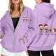 thumbnail image 1 of WILLBEST Sudadera Deportiva para Mujer, con Estampado Navideño, Cremallera, Manga Larga, Bolsillo, Cordón Ajustable, Estilo Casual con Capucha, Modelo 1916 Chica​​, 1 of 8