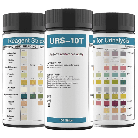 Palinoia Diagnostic's URS 10-in-1 Urine Test Strips 10 Parameters Testing UTI, Urinalysis for Ketosis, pH, Protein, Kidney and Liver Function, 100 CT