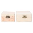 thumbnail image 1 of FRCOLOR Small Wood Box 2pcs Wooden Gift Box Gift Wrapping Box Mini Jewelry Storage Box (Wood Color),3.54"X3.54"X1.97", 1 of 4
