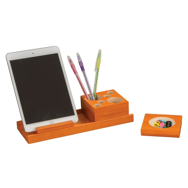 3280or Splash Desk Accessories Multi Colored Two Tone Pine Wood Orange 4 Piece Set Com 3280or Splash Desk Accessories Multi, Colored Desk Accessories