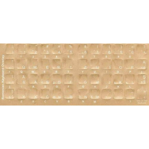 Romanian Keyboard Stickers - Labels - Overlays with Blue Characters for White Computer Keyboard