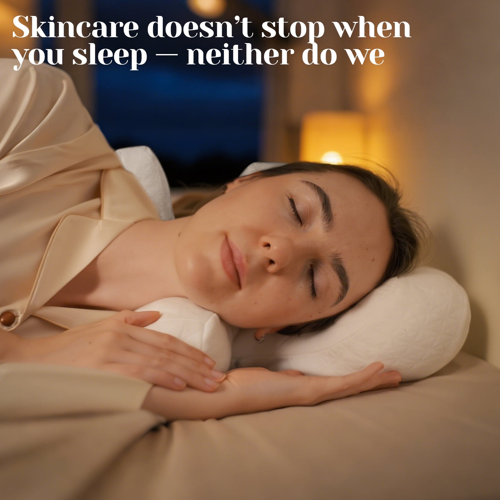 RoamReady Anti-Wrinkle Side Sleeper Pillow, Adjustable Down Alternative Beauty Pillow with Neck Pain Relief, White