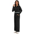 thumbnail image 3 of Unique Bargains Two Pieces Sets Hoodie Top Wide Leg Pants Tracksuit S Black, 3 of 7