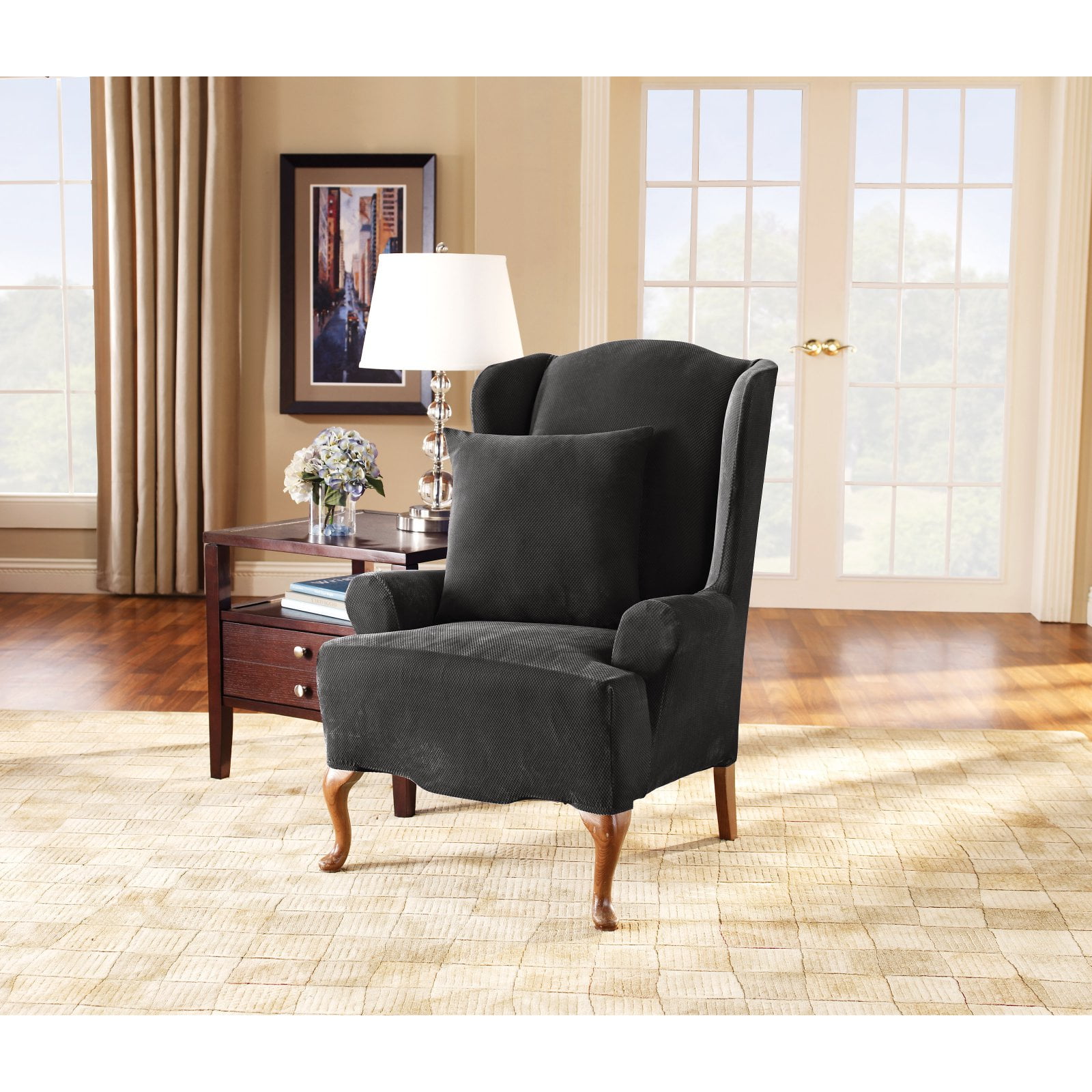 Sure Fit Stretch Pique Wing Chair Slipcover Walmart Sure Fit Stretch Pique Wing Chair Slipcover Walmart