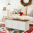 thumbnail image 6 of HOOBRO Storage Bench 39.3" Retro Wooden Storage Chest Toy Organizer with Lift Top Entryway Living Room White and Walnut, 6 of 8