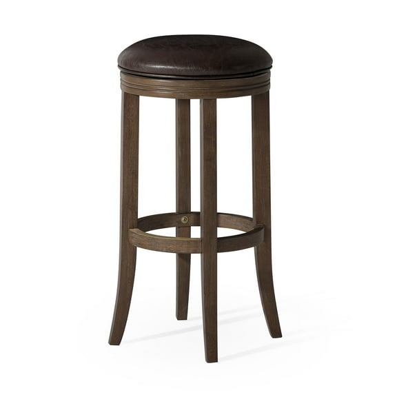 Open Box Maven Lane Eva Bar Stool in Walnut Finish with Vegan Leather