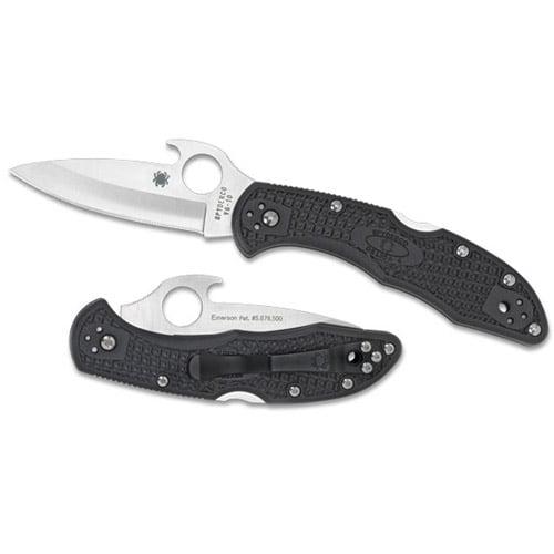 Spyderco Delica 4 Emerson Wave Opener Folding Plain Edge Knife by Spyderco