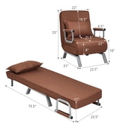 Topbuy Linen 5 Position Recliner Sleeper Sofa, Coffee