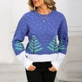 thumbnail image 6 of Women's Christmas Sweater Holiday Graphic Crew Neck Long Sleeve Knit Pullover Top Blue M, 6 of 9