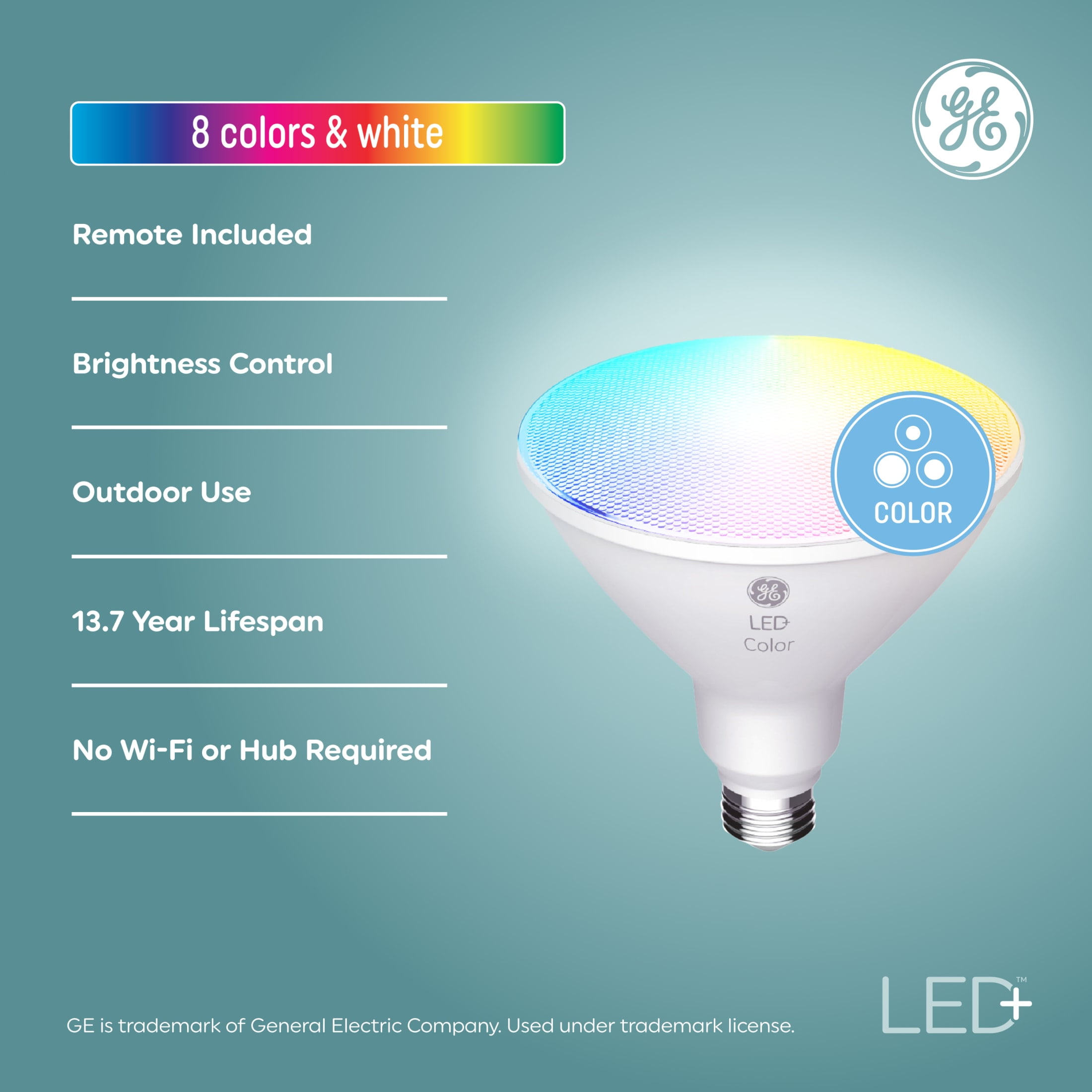 (3 pack) GE PAR38 LED+ Color Changing LED Light Bulb, 90 Watts, Outdoor Floodlight, 1pk