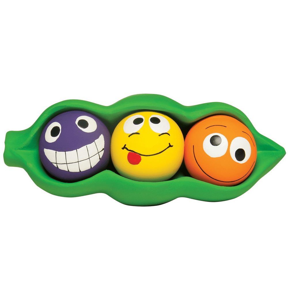 Multipet Three Peas in a Pod Latex 41 Dog Toy with Squeaker Balls inside Squeaker Pod, Size 7.