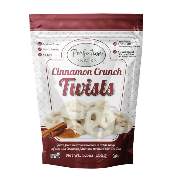 Perfection Snacks Cinnamon Crunch Twists, Gluten Free, 5.5oz Bag (Case of 6)