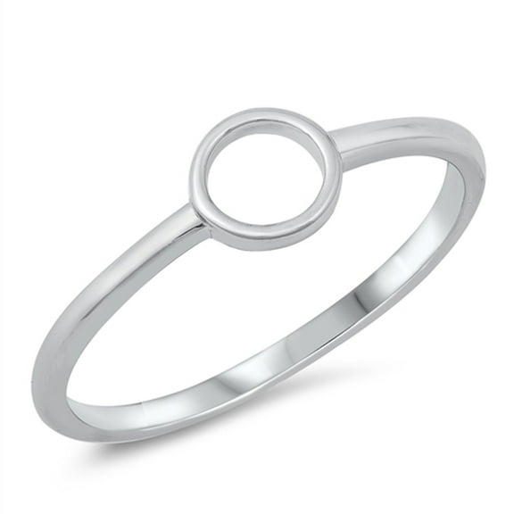 Open Circle Fertility Modern Ring .925 Solid Sterling Silver Band Jewelry Female Male Unisex Size 8