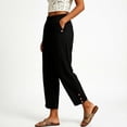 thumbnail image 4 of FRSASU Women's Wide Leg Capri Pants Elastic Waist Casual Loose Lounge Summer Flowy Beach Vacation Trousers Black, 4 of 6