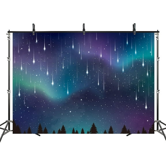 Cheerland Fabric Night Sky Star Backdrop, Aurora Party Decoration, 5 ft x 3 ft