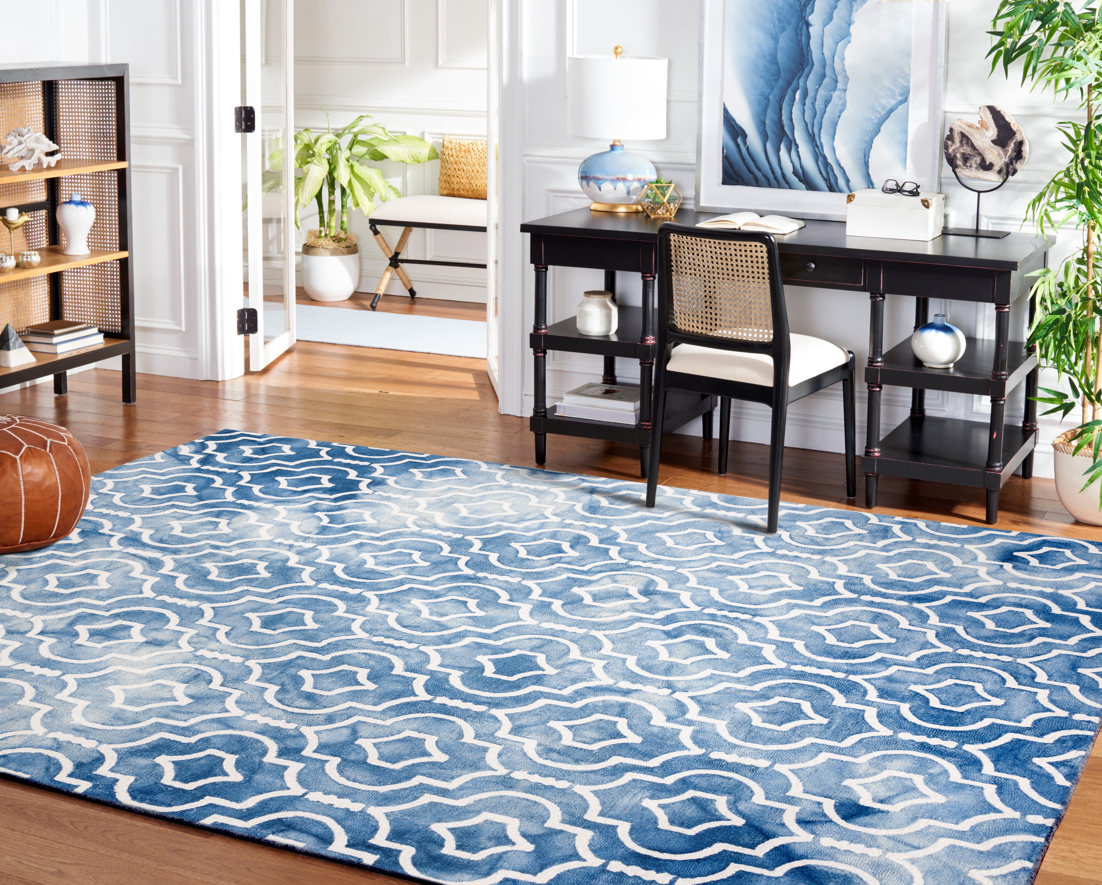 Safavieh Dip Dye Lairos Distressed Wool Area Rug, Blue/Ivory, 6' x 9'