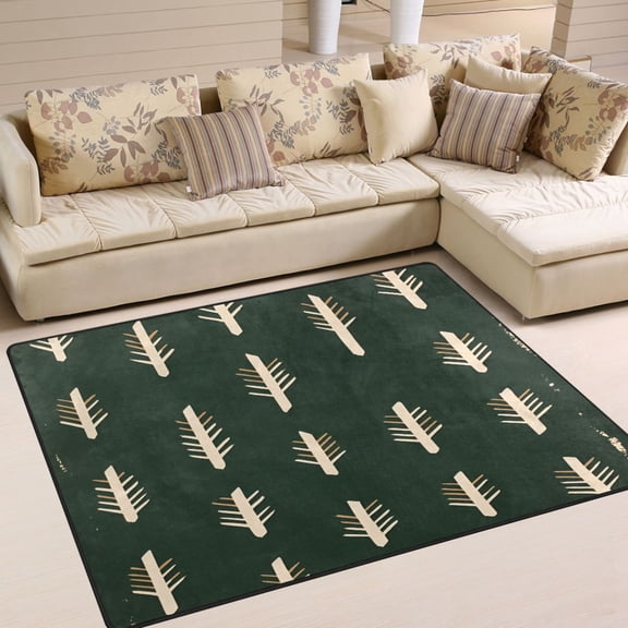 Yayeee Area Rugs for Living Room 5.2'x4' Non Slip Washable Bedroom Floor Carpet, Beige Plants