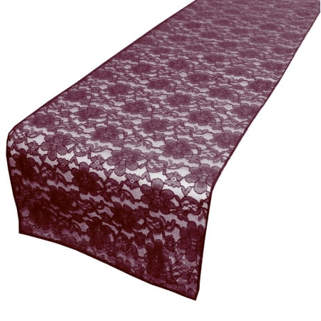 

Light Weight Floral Sheer Lace Table Runner / Wedding Table Top Décor (Pack of 8) Burgundy