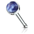thumbnail image 3 of Nose Bone Stud Ring with Semi Precious Stone Set 316L Surgical Steel 20G 6mm, 3 of 7