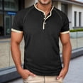 thumbnail image 2 of Henley Shirts for Men Summer Fashion Casual Short Sleeve Relaxed Fit Lightweight Tshirts Color Block Mens Tees, 2 of 9